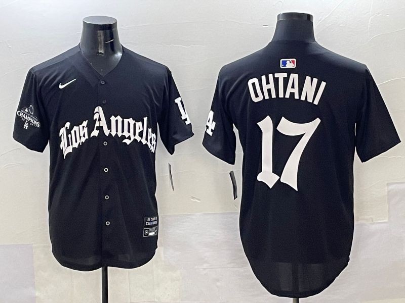 Men Los Angeles Dodgers #17 Ohtani Black Five generations Joint Name 2025 Nike MLB Jersey style 32->los angeles dodgers->MLB Jersey